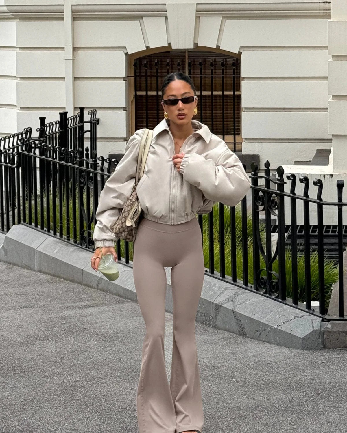 Cropped Oversized Bomber Jacket | Fawn | Crop Shop Boutique AU