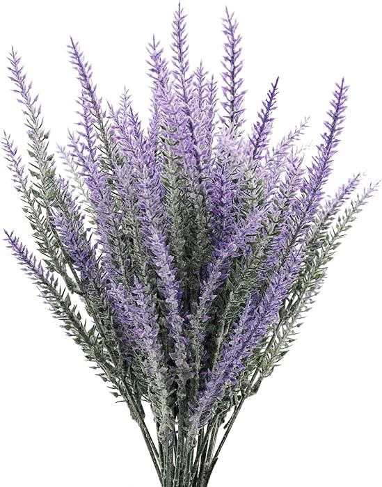 6 Bundles Artificial Lavender Stems, Purple Faux Flowers, 15-inch Decorative Floral Spray Faux Fl... | Amazon (US)