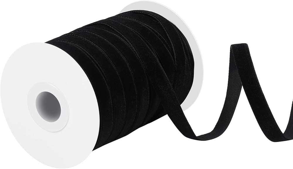 Black Velvet Ribbon 30 Yards 3/8 Inch Velvet Fabric Vintage Thin Velvet Ribbon for Choker Gift Wr... | Amazon (US)