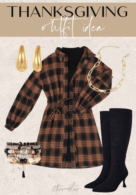 Thanksgiving outfit idea! Plaid dress and boots! 🤎🖤

#LTKstyletip #LTKfindsunder50 #LTKSeasonal