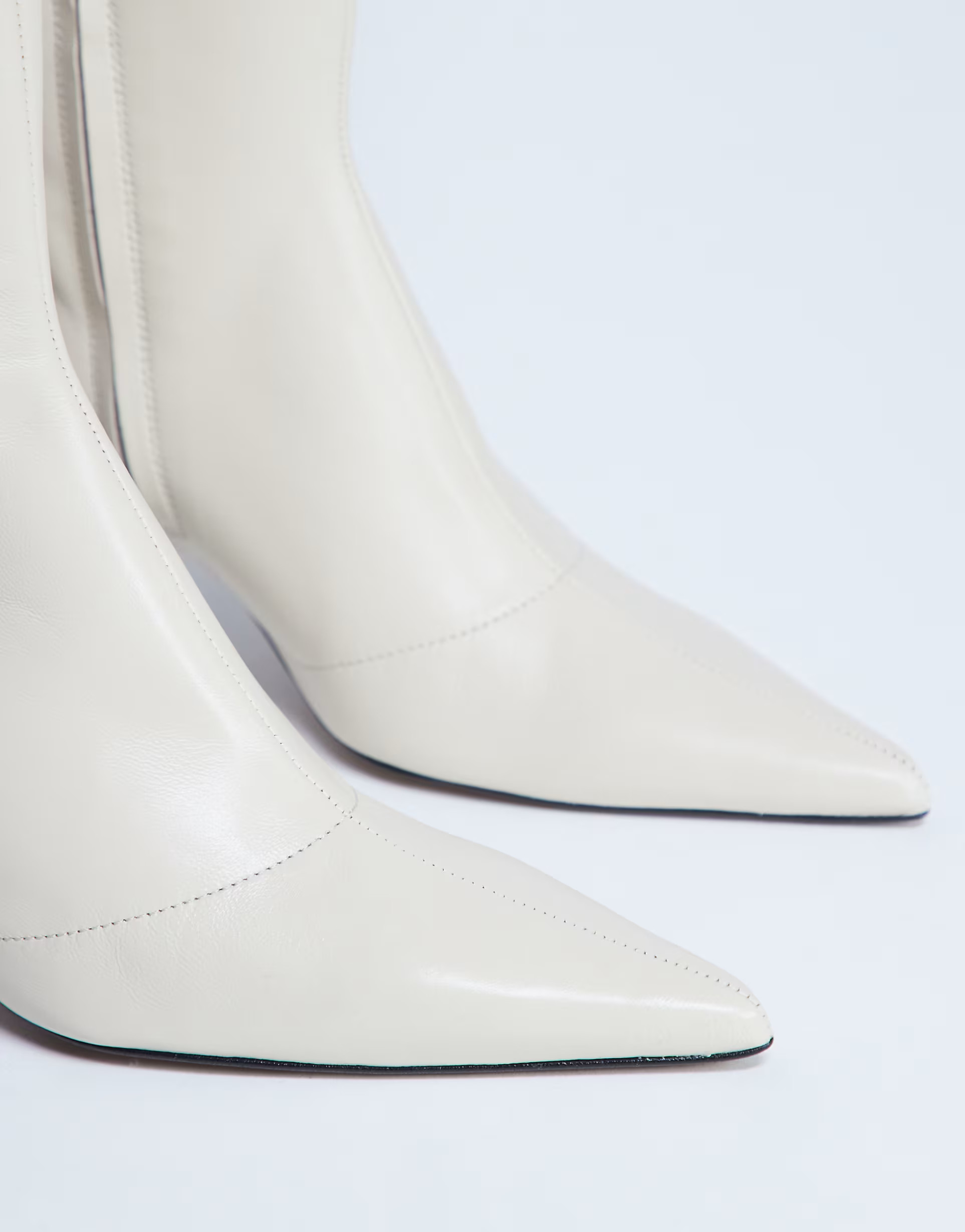 Topshop Sutton premium leather knee high heeled boots in buttermilk | ASOS (Global)