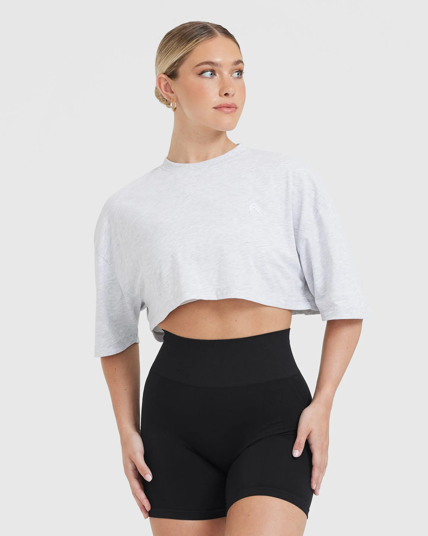Classic Relaxed Crop Lightweight T-Shirt 
 Light Grey Marl | Oner Active (UK / US)