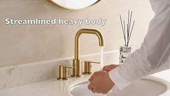 TRUSTMI 2 Handle 8 Inch Brass Bathroom Sink Faucet 3 Hole Widespread with Valve and cUPC Water Su... | Amazon (US)