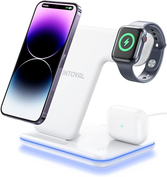 Intoval Wireless Charger, 3 in 1 Charger for iPhone/iWatch/Airpods, Qi-Certified Charging Station... | Amazon (US)