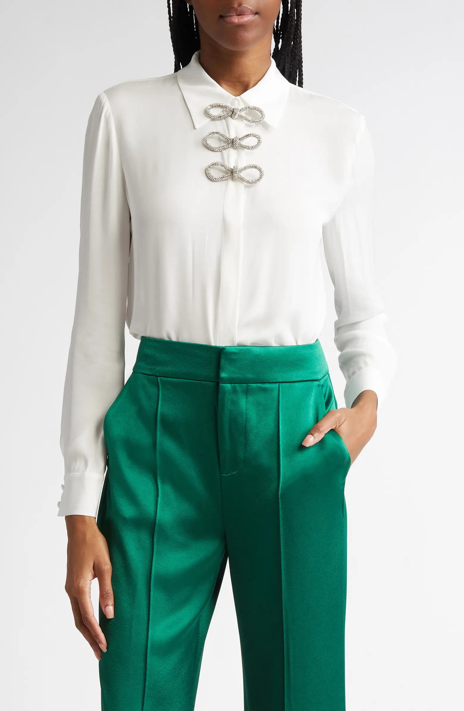 Alice + Olivia Willa Jeweled Bow Pullover Top | Nordstrom | Nordstrom