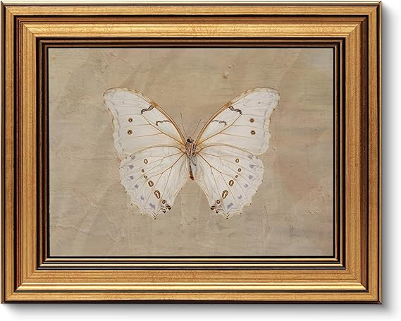 VIYYIEA Vintage Gold Framed Wall Art for Living Room, White Butterfly Canvas Prints Home Decor, P... | Amazon (US)