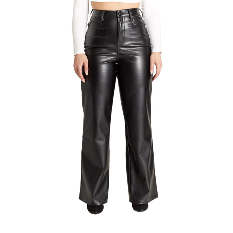 Dollhouse Women's Juniors Vegan Leather Wide Leg Pant | Walmart (US)
