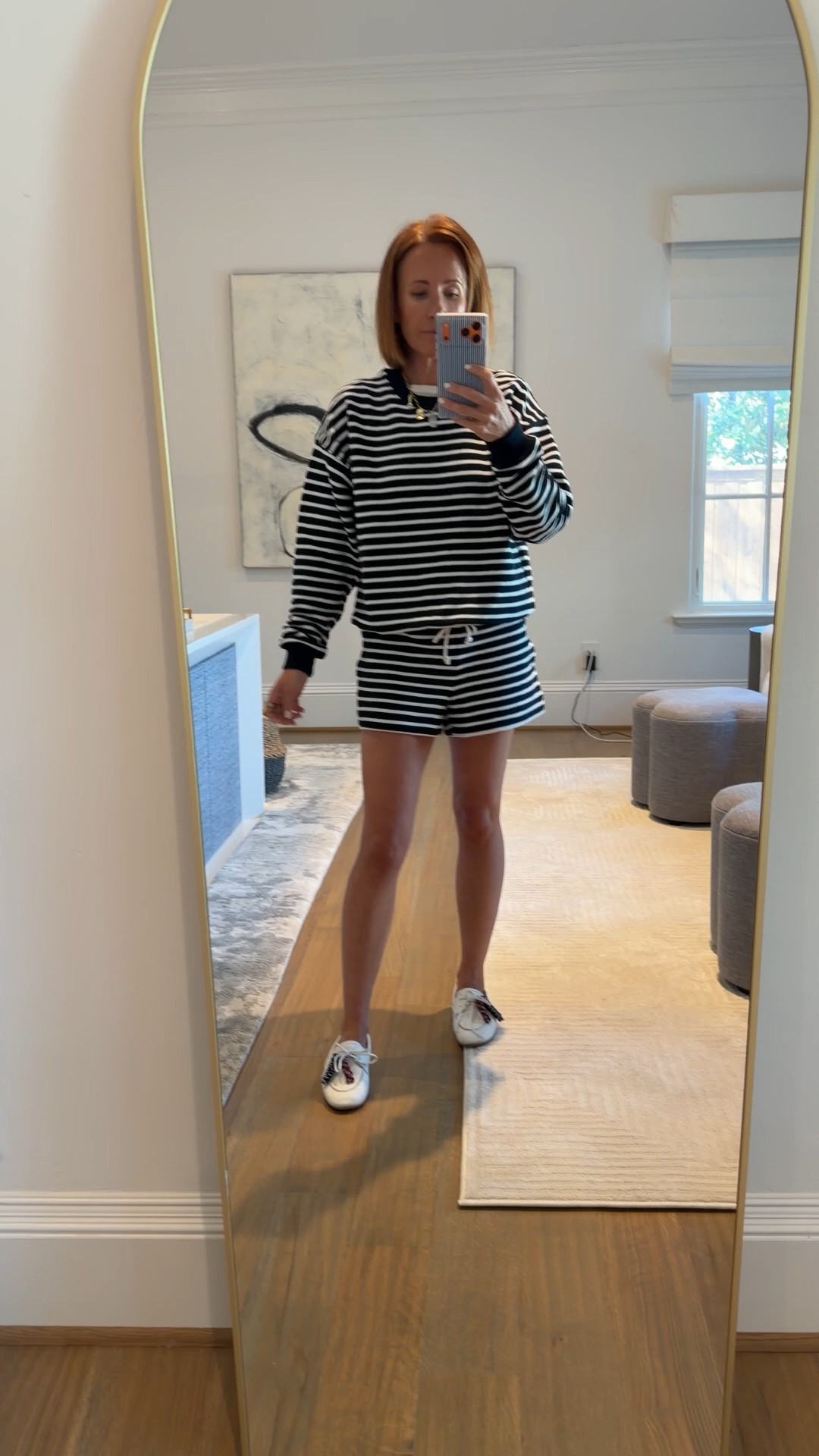 Comfy but still pulled together—this navy & white striped set from American Eagle is such an easy win. Classic, flattering, and one of those outfits you’ll reach for on repeat.

The fit is relaxed without looking sloppy, the fabric is SO soft, and it’s perfect for busy days at home, errands, travel, or casual weekends.

Wearing XS in both pieces. Comes in multiple colors, but this navy + white combo just feels timeless.

#loungewearset #americaneagle #matchingset #momstyle #casualoutfit #everydaystyle #springstyle

#LTKootd #LTKmomlife #LTKSaleAlert