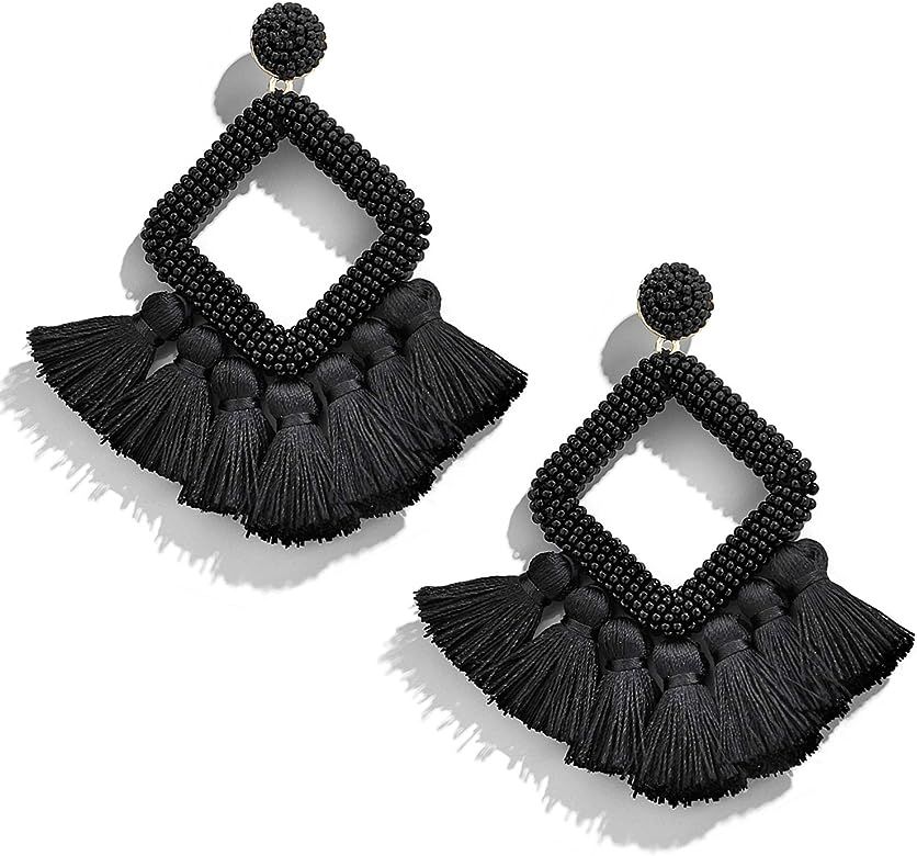 Beaded Tassel Earrings, Statement Laniyah Fringe Drop Earrings for Womens Gift For Her, Mom, Sist... | Amazon (US)