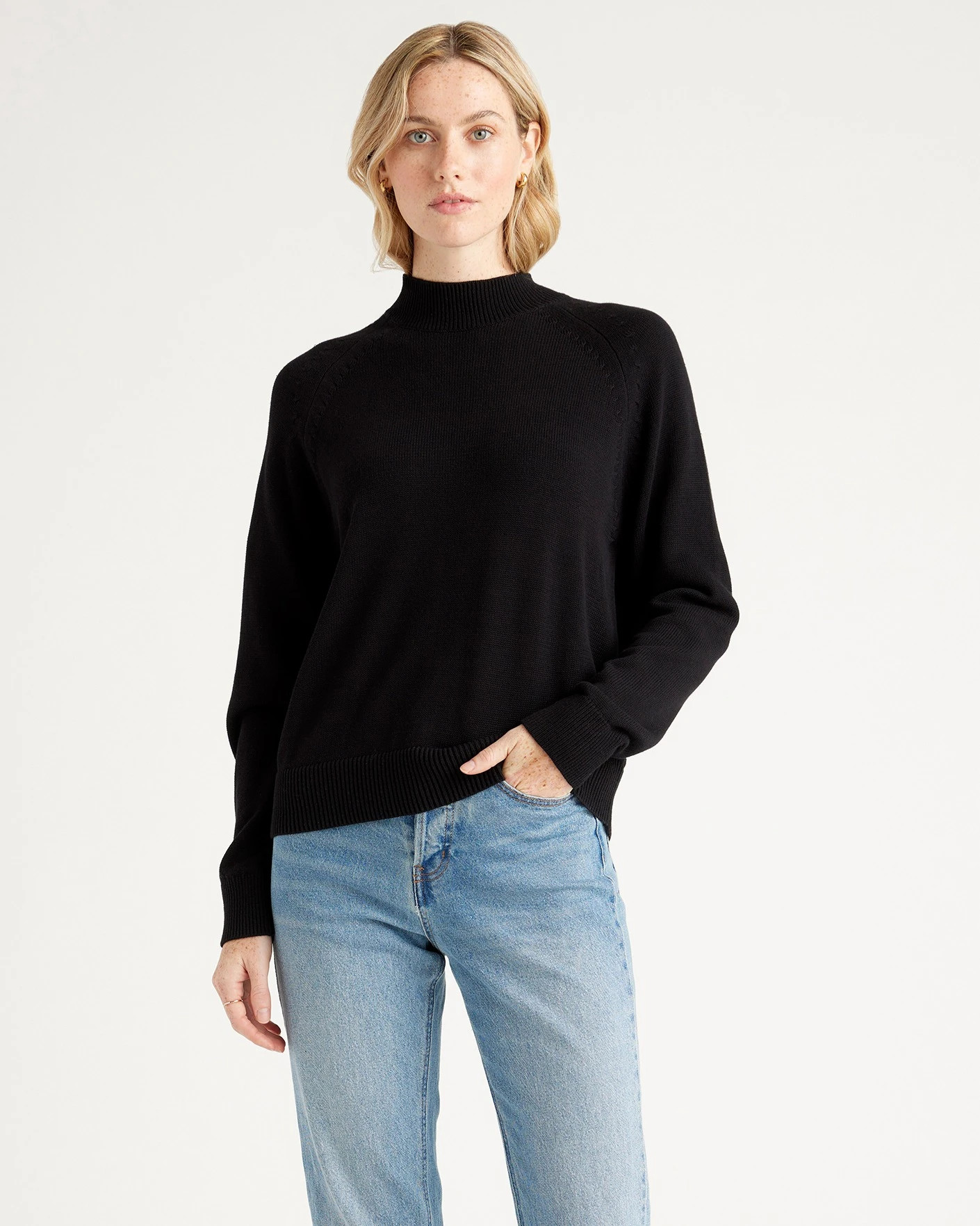 100% Organic Cotton Mock Neck Sweater | Quince
