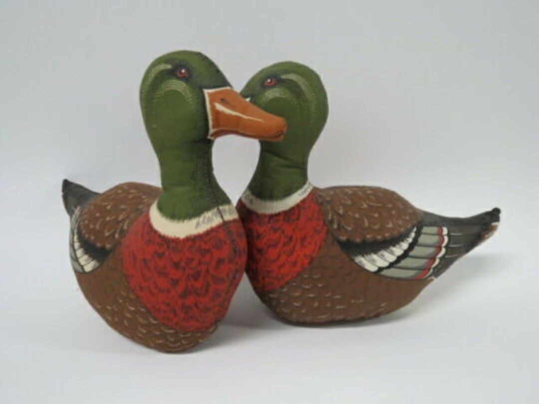 Mallard Duck Decoy Fabric Stuffed Pair 2 Ornamental Pillow - Etsy | Etsy (US)