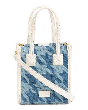 Saly Houndstooth Woven Small Crossbody Tote | TJ Maxx