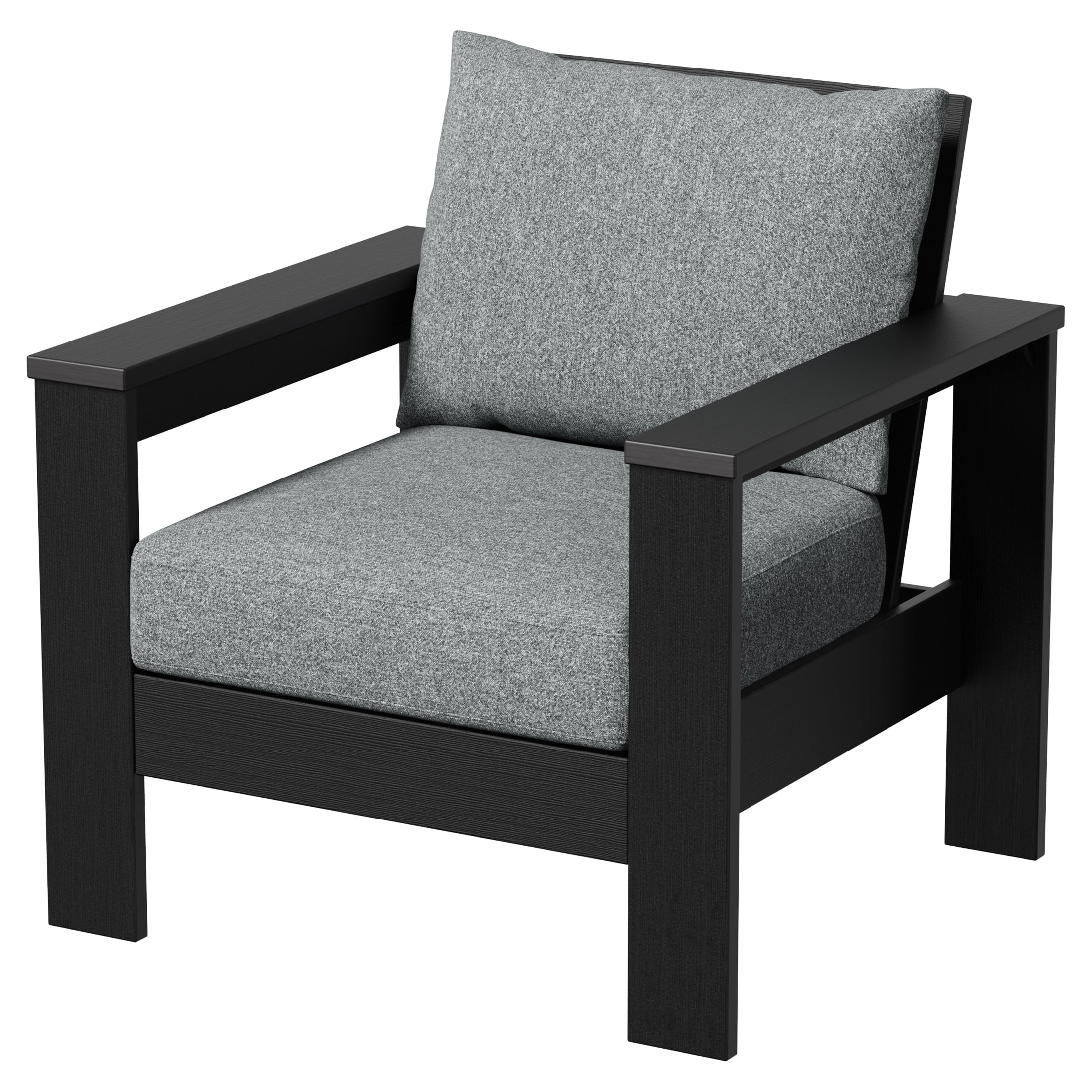 Better Homes & Gardens Ezra Outdoor HDPE Club Chair, Black with Bellamy Gray Cushions | Walmart (US)