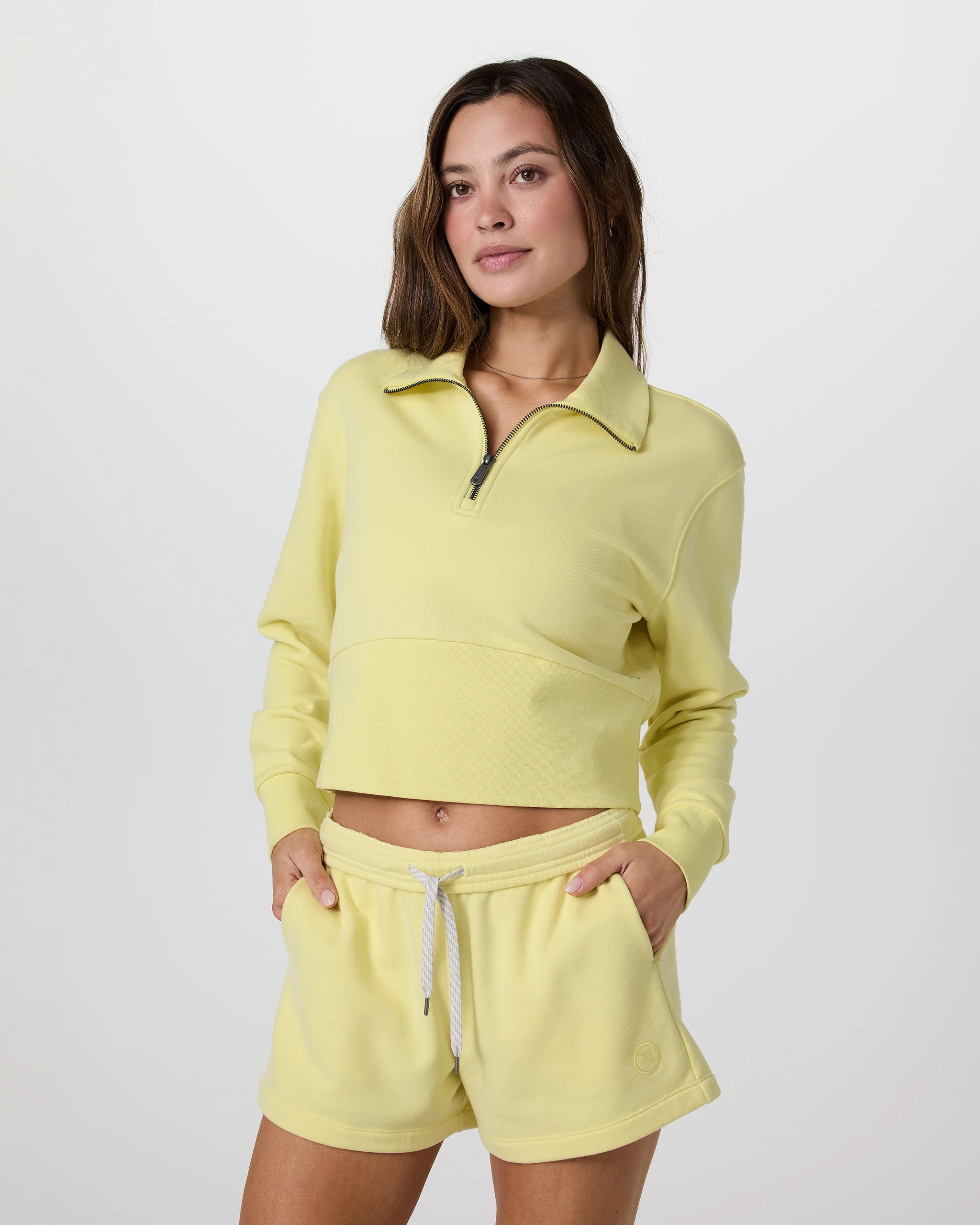 Sedona Cropped Half Zip | White | Vuori | Vuori Clothing (US & Canada)