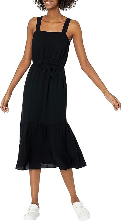 Amazon Essentials Women's Fluid Twill Tiered Fit and Flare Dress | Amazon (US)