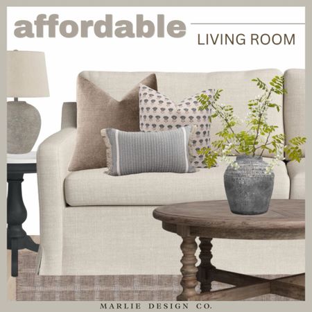 Affordable living room | home decor | living room decor | coffee table | end table | Amazon | Amazon home decor | Amazon home finds | affordable vase | faux stems | spring home decor | loloi rug | neutral rug | indoor outdoor rug | wood coffee table | round coffee table | transitional style | affordable lamp | pillow cover combo | marble table | marble side table | Wayfair | Amazon | Target | sofa | loveseat | vase | wisteria stems block print pillow cover 

#LTKhome #LTKfindsunder50 #LTKfindsunder100