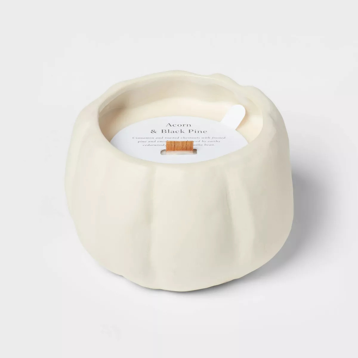 12oz Brushed Abstract Pumpkin Ceramic with Woodwick and Dustcover Acorn + Black Pine Candle - Thr... | Target