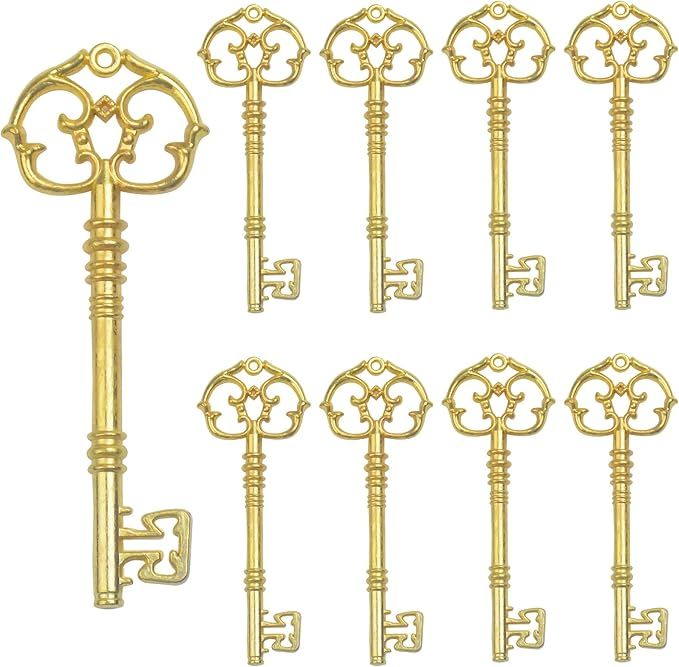 Aokbean 20Pcs Vintage Skeleton Key Charms for Jewelry Making, Extra Large Antique Keys Metal Pend... | Amazon (US)