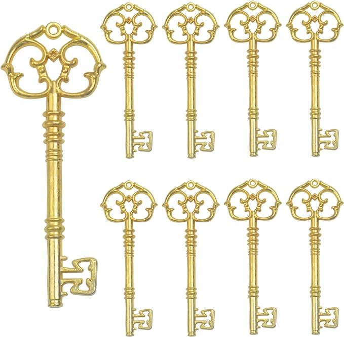 Aokbean 20Pcs Vintage Skeleton Key Charms for Jewelry Making, Extra Large Antique Keys Metal Pend... | Amazon (US)
