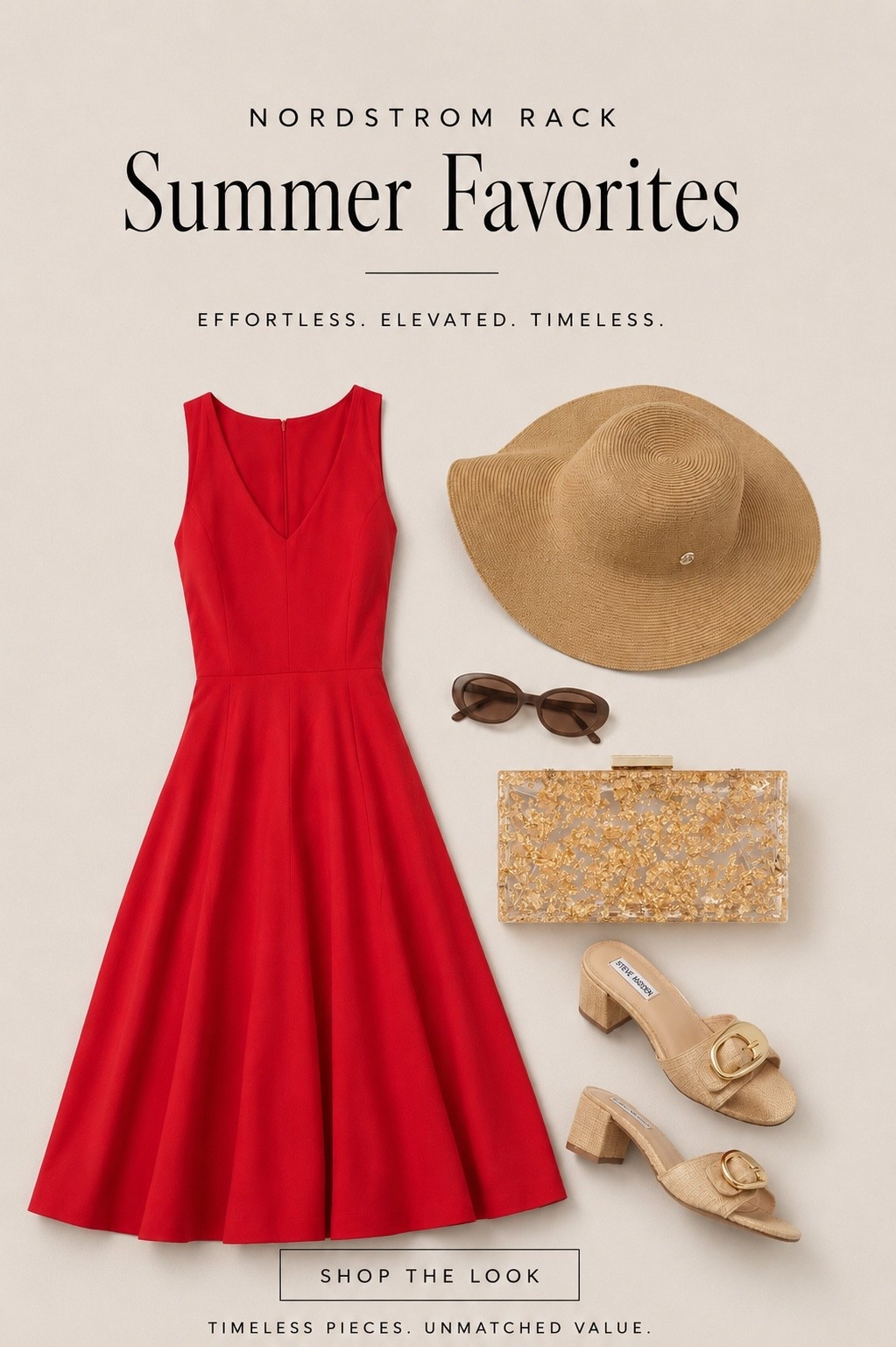 @NordstromRack summer finds that look far more expensive than they are. ❤️

This red midi dress is the statement piece of the season. Paired with neutral accessories, a wide brim hat, woven heels, and a chic clutch, it feels polished, timeless, and vacation ready.

Perfect for summer weddings, garden parties, vacations, and date nights. #NordstromRackPartner #RackScore