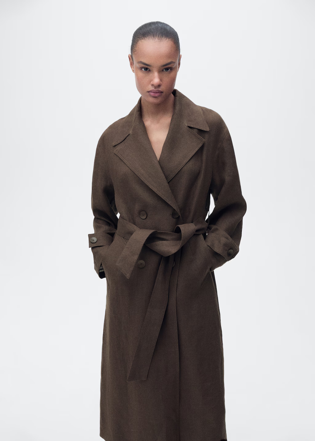 Double breasted linen trench | MANGO (UK)