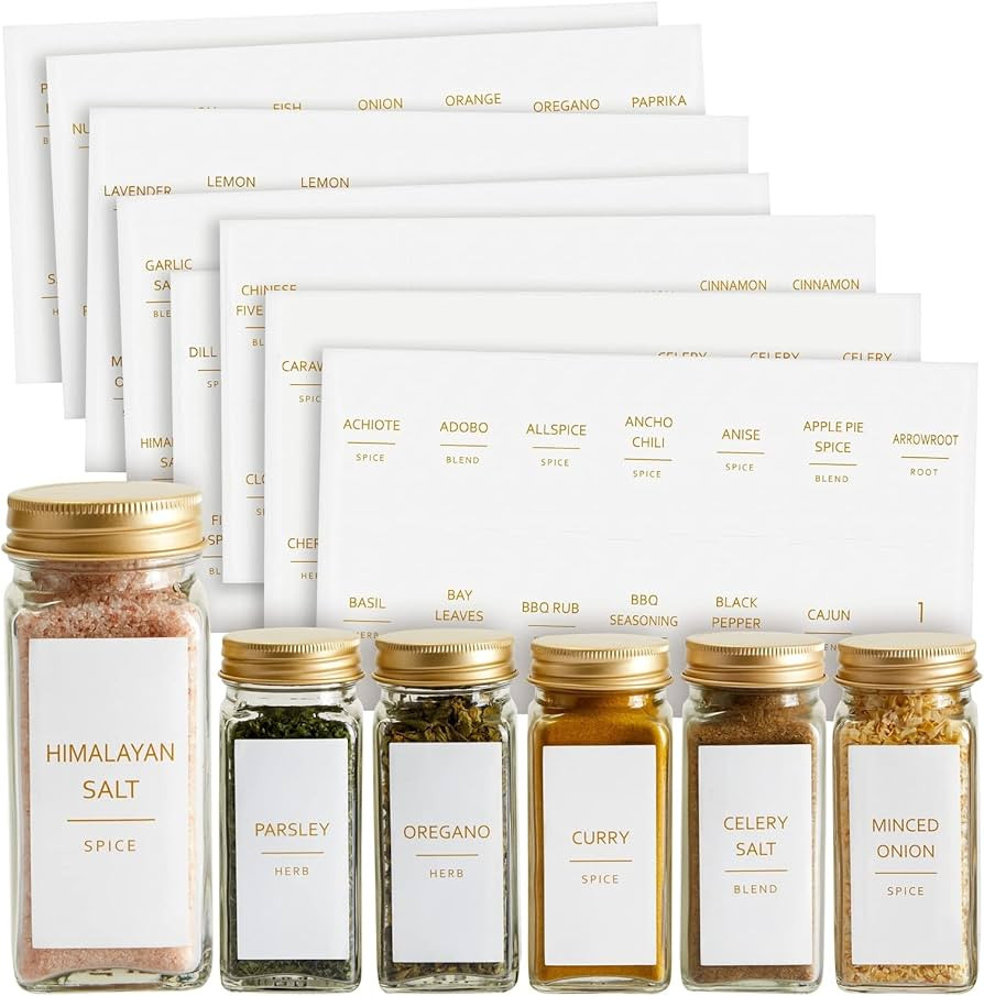 Talented Kitchen 140 Pack of Minimalist Spice Jar Labels, Preprinted, Water Resistant Stickers (G... | Amazon (US)