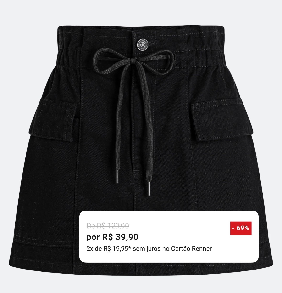 Saia Evasê em Sarja com Bolsos Cargo e Amarração por Cadarço
TAMANHO: 36 e 38
por R$ 39,90 
🛒 bit.ly/42S6CXP

Por tempo limitado na Renner

#LTKautumn #LTKpromo #LTKbrasil