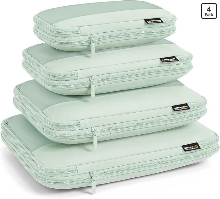 4 Piece Compression Packing Cubes for 3–7 Day Travel, Lightweight Travel Organizers with Breath... | Amazon (US)