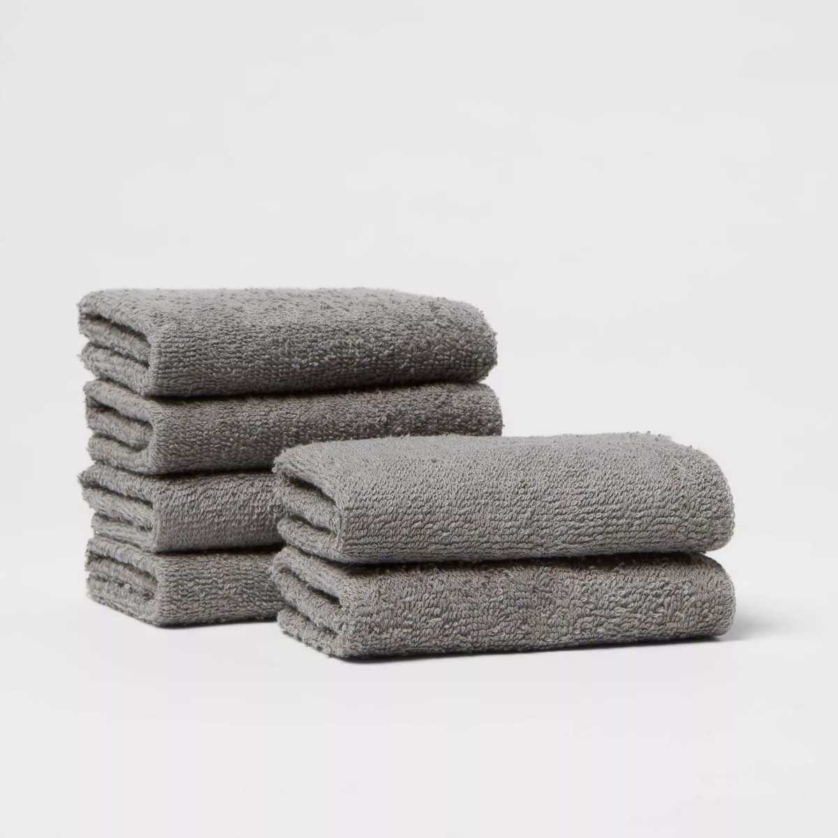 6pk Washcloth Set Dark Gray - Room Essentials™: Lightweight Cotton-Polyester Blend, Terry Const... | Target