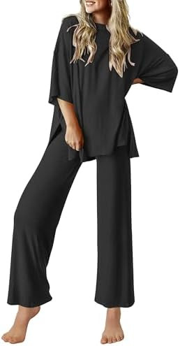 Ekouaer Lounge Sets for Women Short Sleeve Tops and Long Pants Soft Comfy Pajamas Set 2 Piece Out... | Amazon (US)