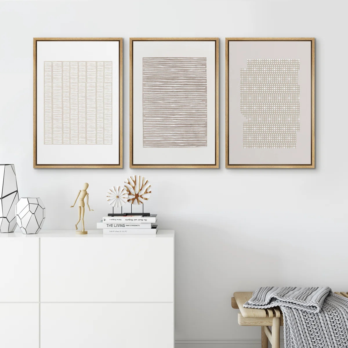 Geometric Subtle Abstract Modern Minimalist Neutral Home Decor - Framed Canvas Print Wall Art Wor... | Wayfair North America