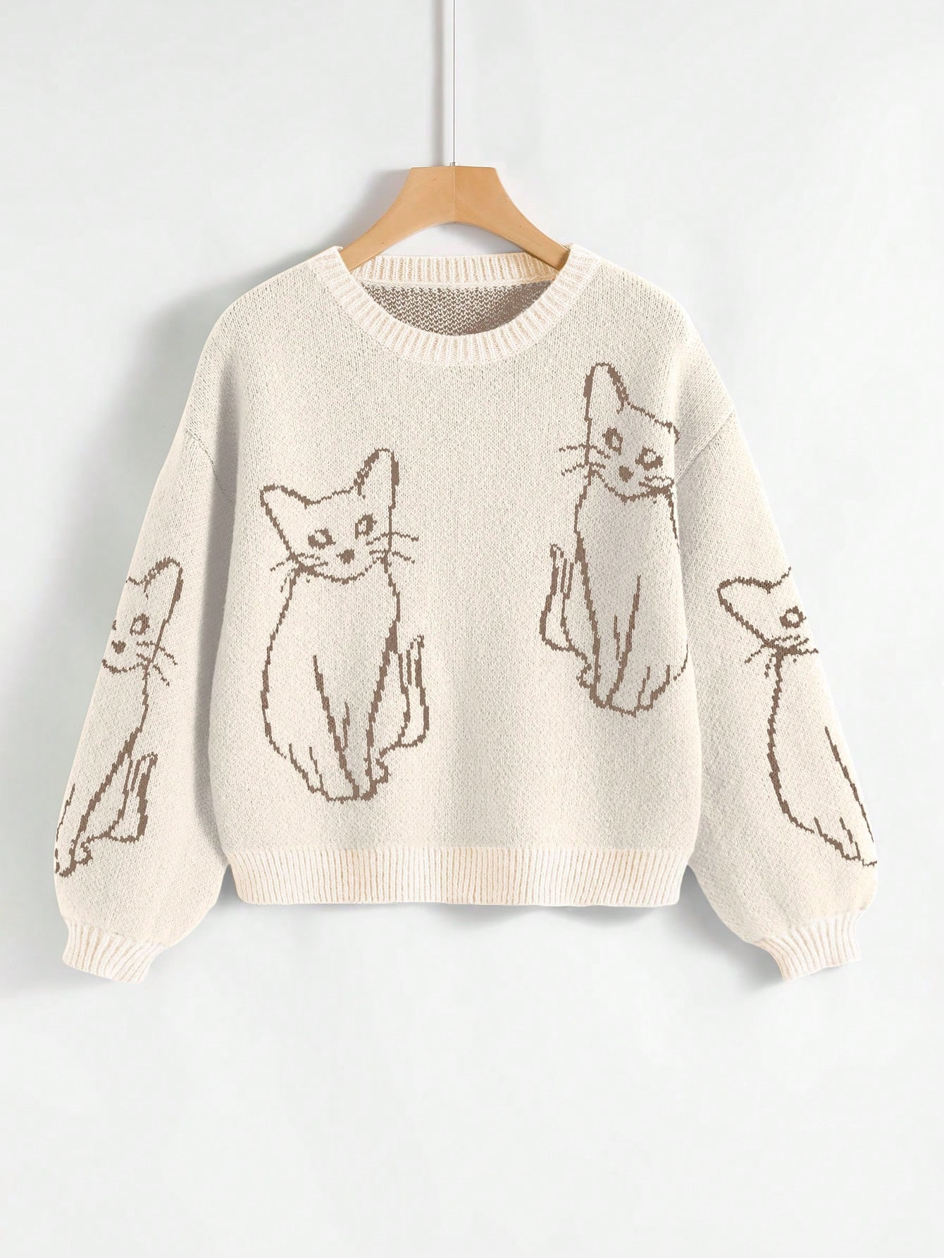 SHEIN MOOSTA Jersey con patrón de gato de hombros caídos | SHEIN