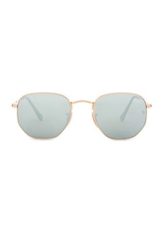 Ray-Ban Hexagonal Flat in Gold & Silver Flash from Revolve.com | Revolve Clothing (Global)