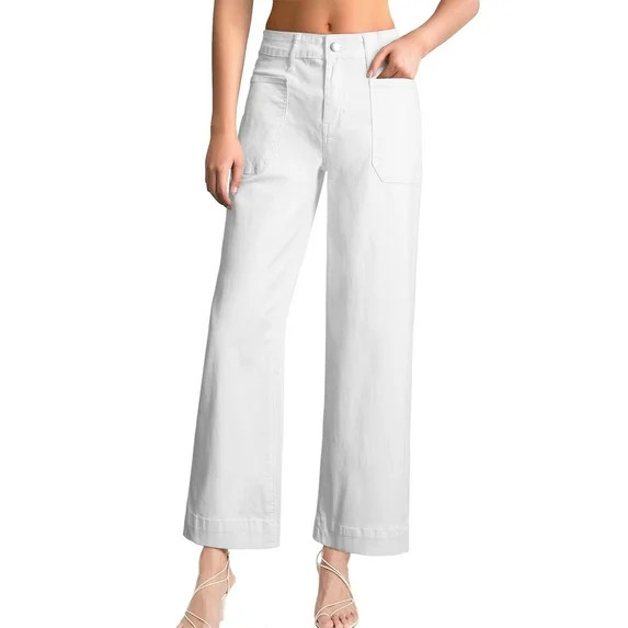 DOKOTOO Women's Wide Leg Jeans High Waisted Vintage Stretchy Loose Denim Pants with Big Pockets | Walmart (US)