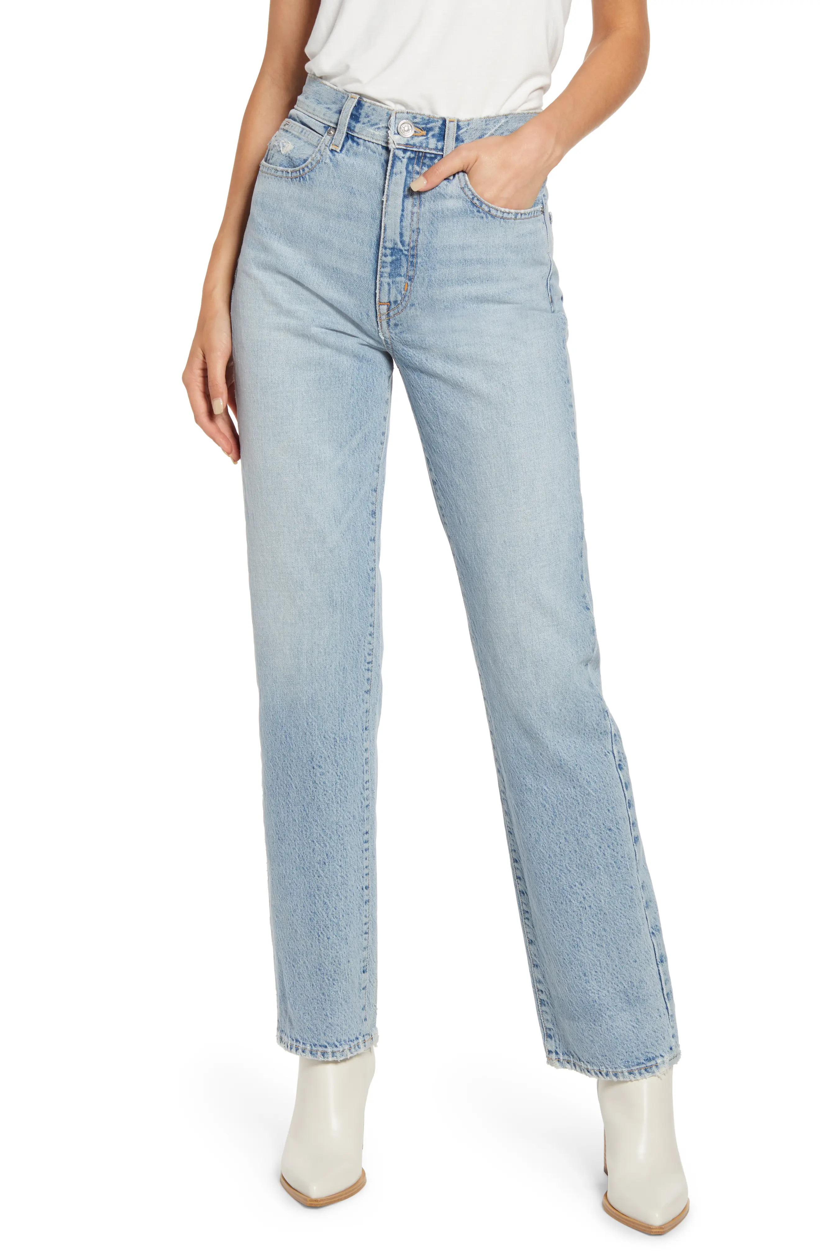 SLVRLAKE London High Waist Straight Leg Jeans in Salt Flats at Nordstrom, Size 28 | Nordstrom