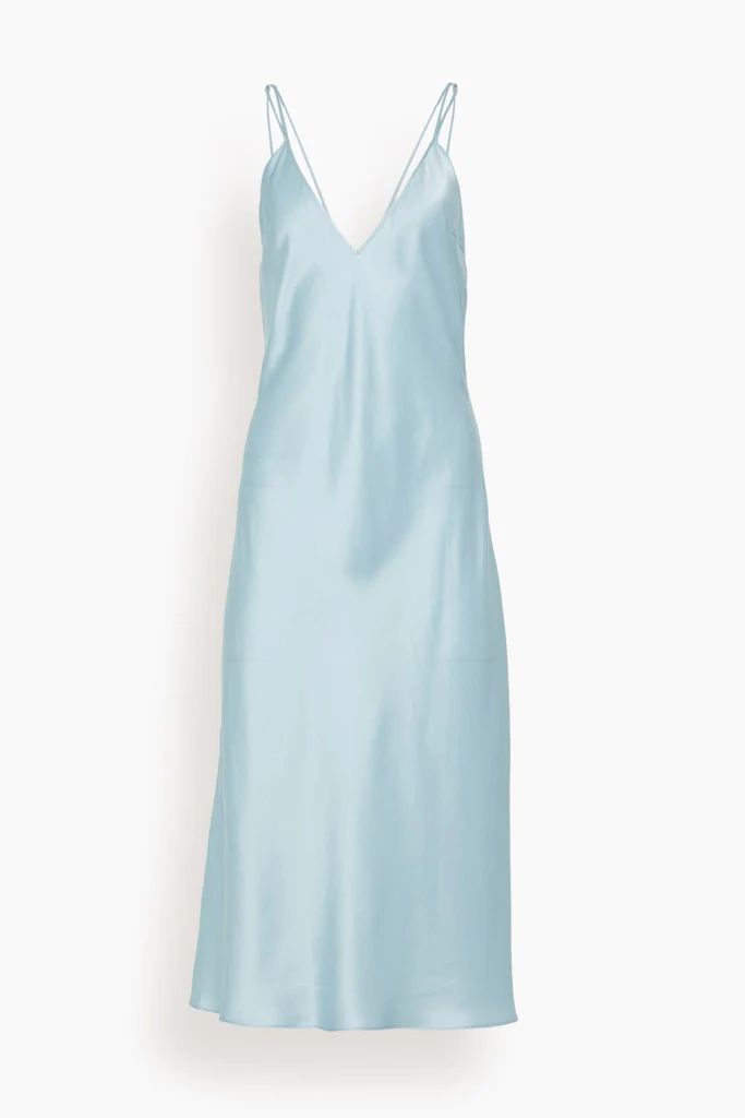 Deep V Multi Strap Midi Slip Dress in Blue Breeze | Hampden Clothing