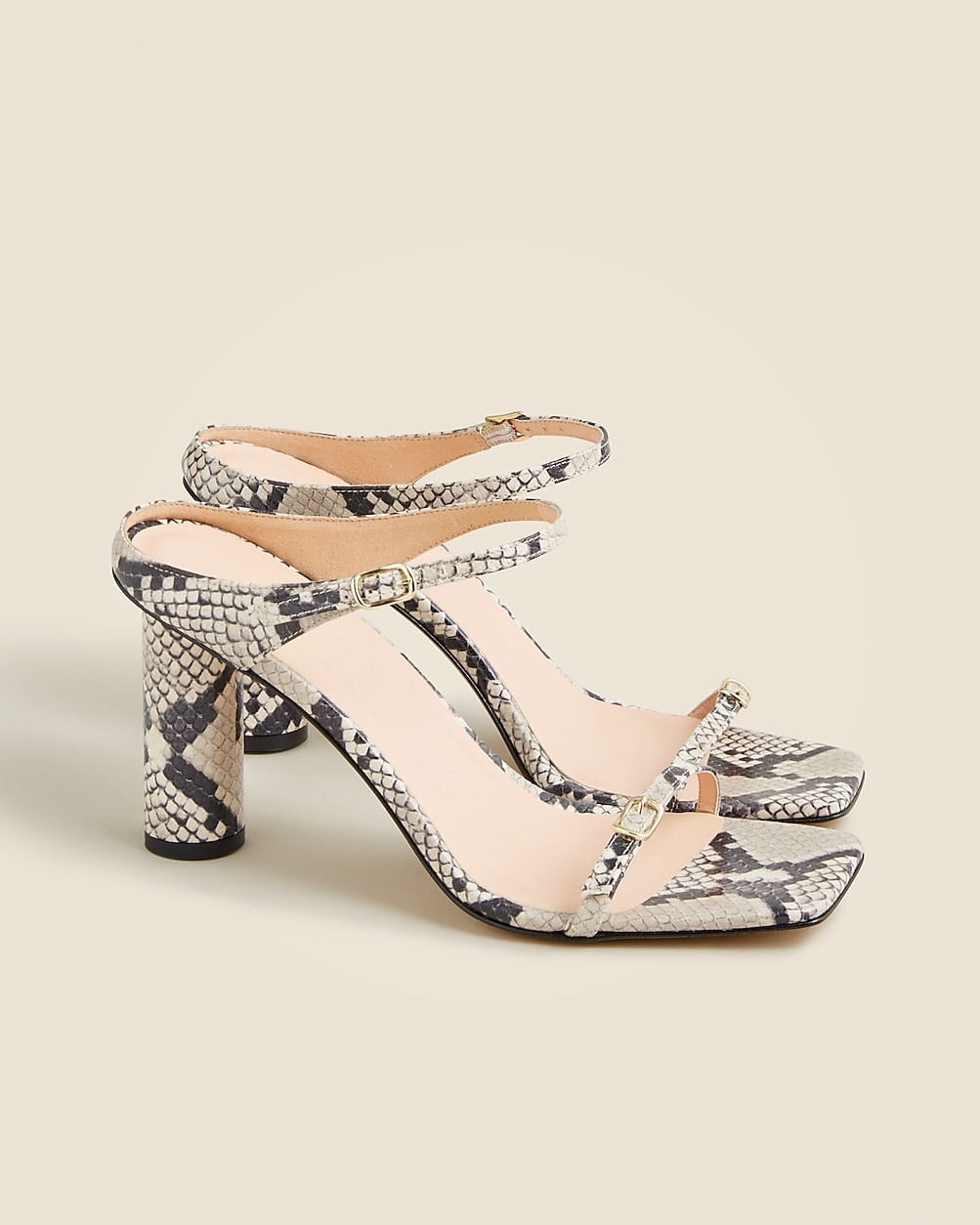 Rounded-heel sandals in snake-embossed leather | J. Crew US