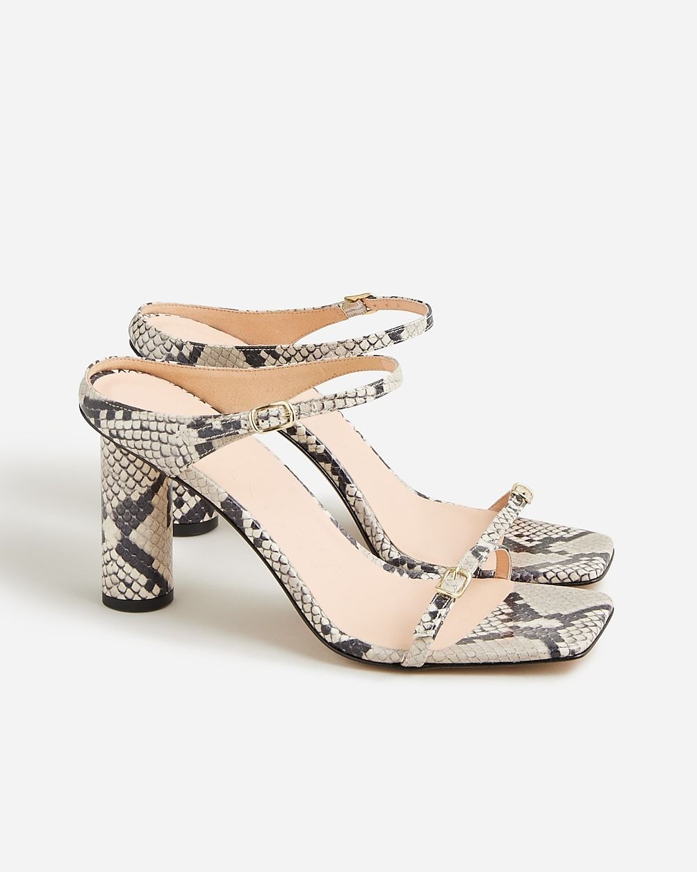 Rounded-heel sandals in snake-embossed leather | J.Crew US