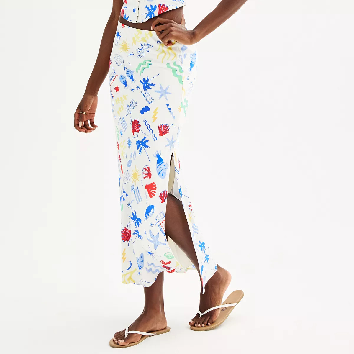 Juniors' SO® Marine Print Maxi Skirt With Slits | Kohl's