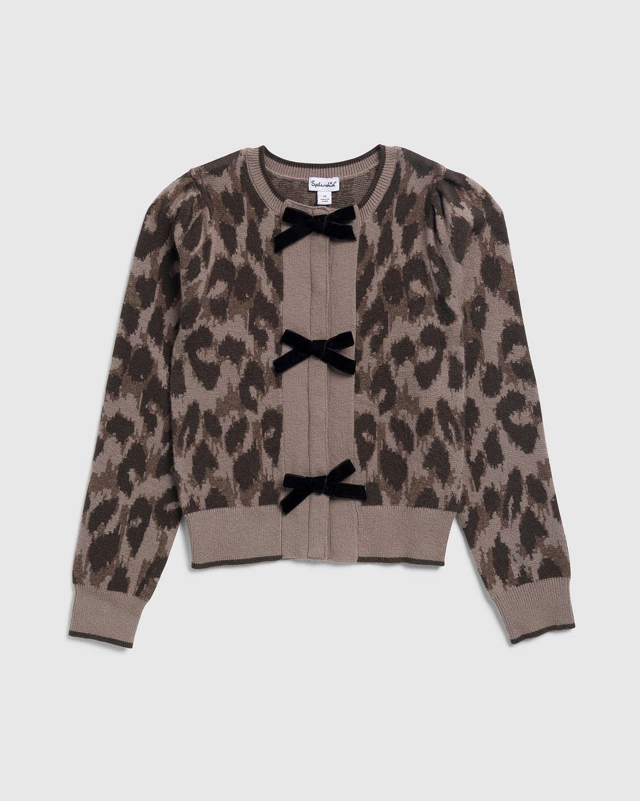Girls Leopard Bow Cardigan | Splendid