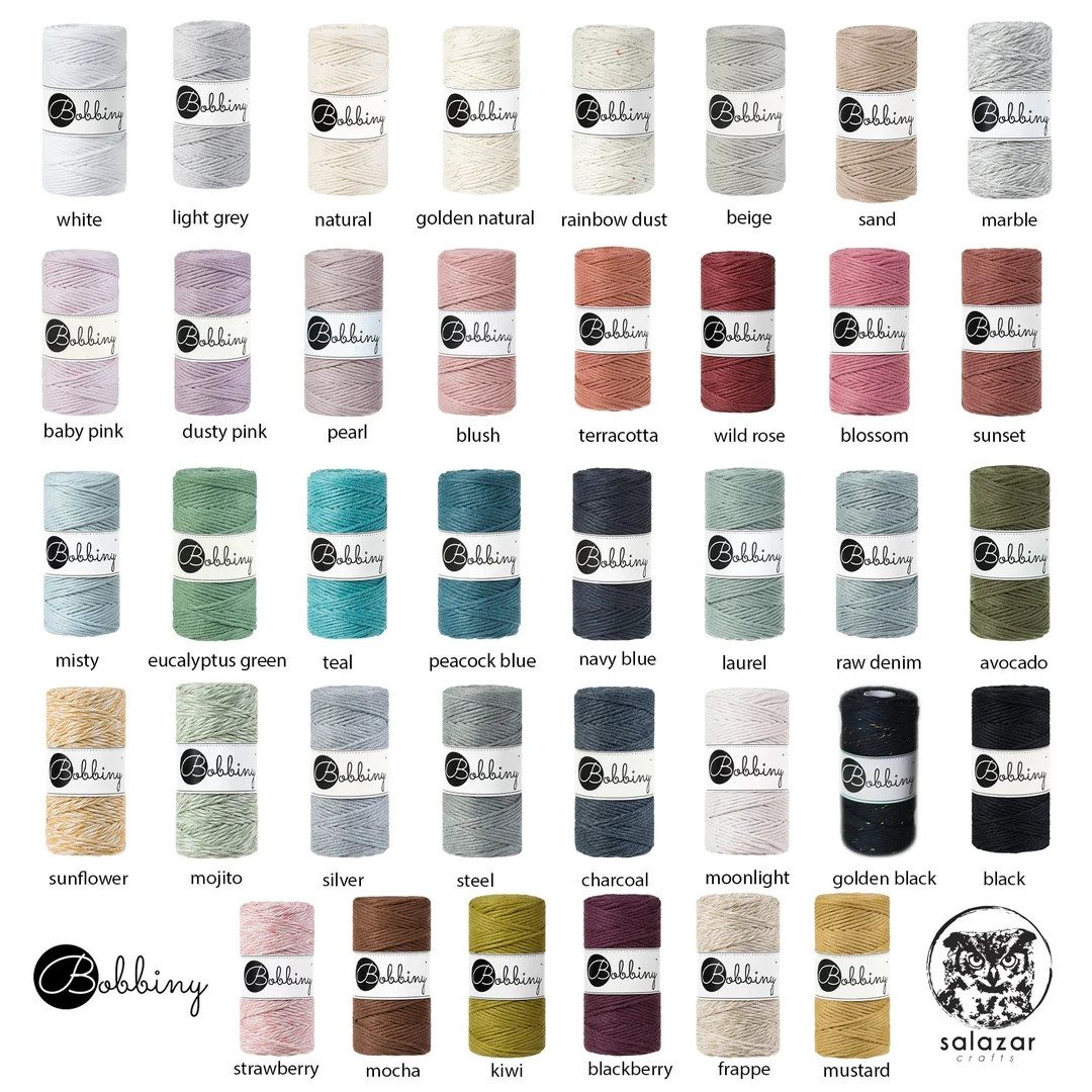 Bobbiny 3 Mm Macrame Yarn/macrame Rope/cord 100 M, Color of Your Choice - Etsy UK | Etsy (UK)