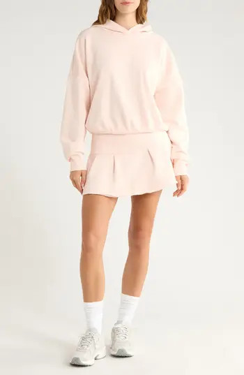 Free People FP Movement Sprint to the Finish Cotton Blend Fleece Hoodie & Miniskirt Set in Ballet Slipper at Nordstrom Rack, Size X-Large | Nordstrom Rack