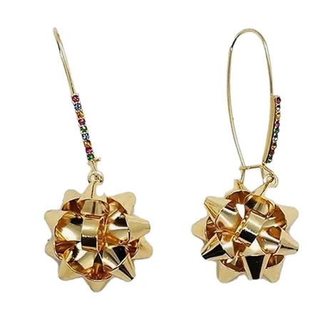 Betsey Johnson Earrings Gold Bow Dangle Womens Christmas Jewelry | Walmart (US)
