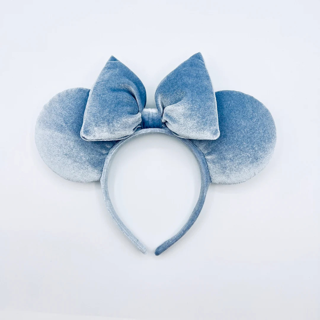 Dusty Blue Velvet Mouse Ears Headband - Etsy | Etsy (US)