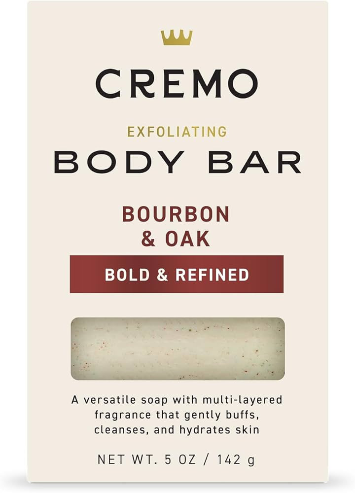 Cremo Exfoliating Body Bar for Men, Bourbon & Oak Scent, Multi-Layered Fragrance That Buffs, Clea... | Amazon (US)