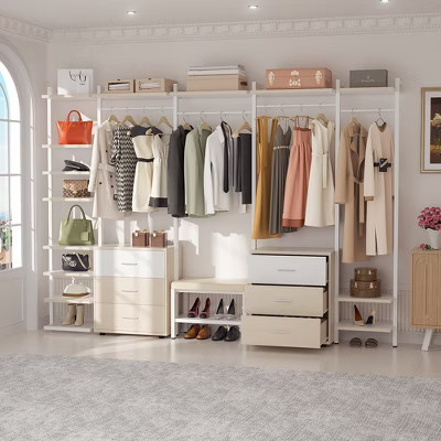 Aheaplus 68"-96" Closet Organizer with 6-Drawers,4 Clothing Rack | Target