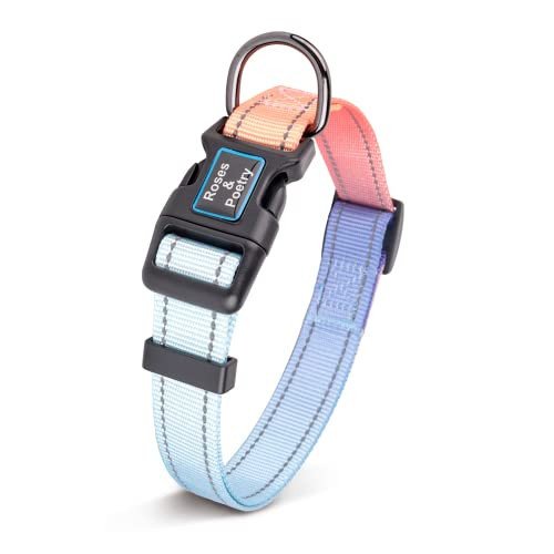 Roses&Poetry Reflective Dog Collar with Gradient Azure, Adjustable Durable Pet Collars for Small Medium Large Dogs (Azure-S) | Amazon (US)