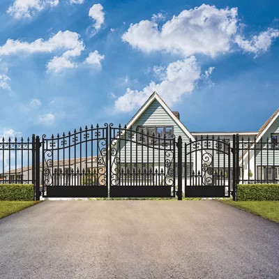 6 ft. H Venice Steel Dual Swing Driveway and Pedestrian Gate Set | Wayfair North America