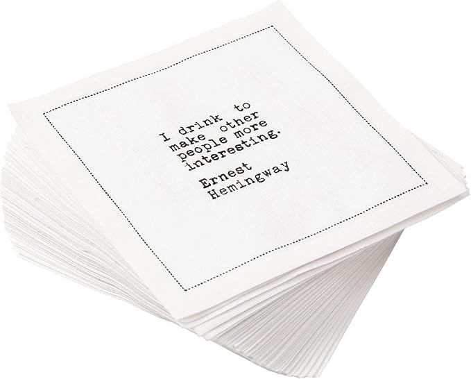 Five Star Napkins Bar Quotes, White Cotton Cocktail Napkins, Beverage Napkins, Bar Napkins, Cloth... | Amazon (US)