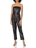 KENDALL + KYLIE Women's Vegan Leather Strapless Jumpsuit, Black, 2X | Amazon (US)